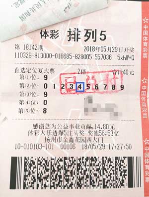 打开“幸运之门” 扬州购彩者定位复式喜中排列5奖金20万元.jpg