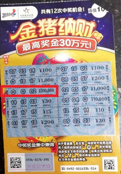 苏州吴江小伙刮出新票“金猪纳财”头奖30万元.jpg