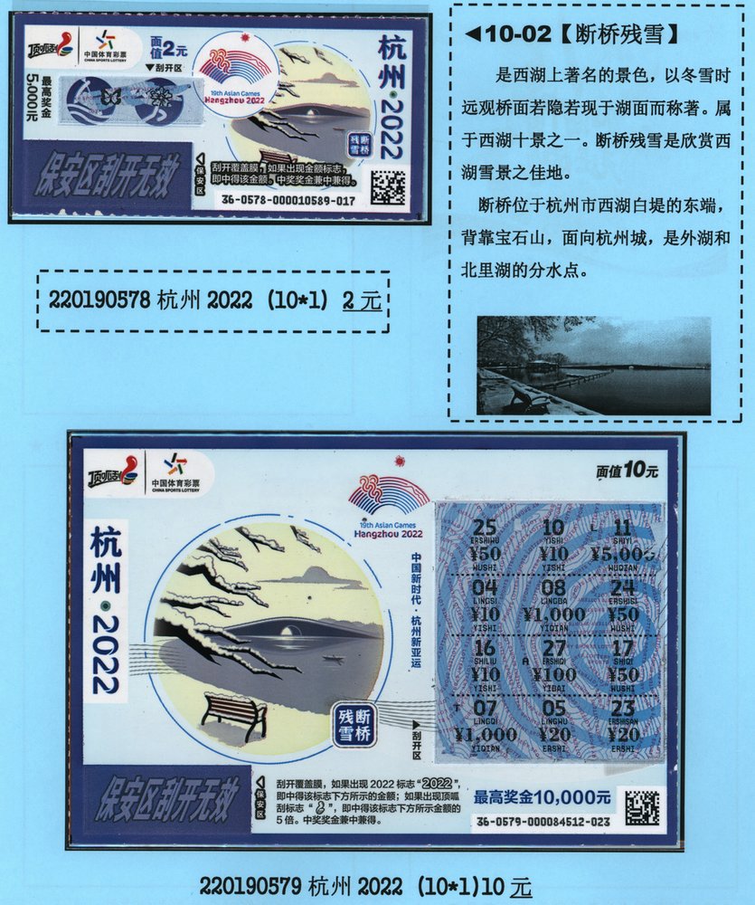 07_220190579（10X1）杭州2022_10元