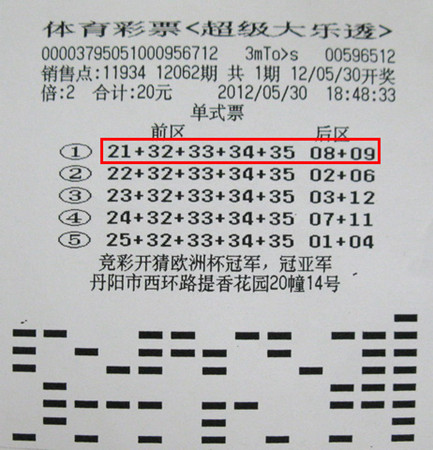 镇江彩民小额投注擒获5个大乐透头奖2010年-2013年百万以上大奖汇总2012年5月30日超级大乐透第12062期中奖