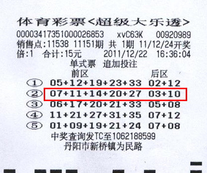 镇江彩民小额投注擒获5个大乐透头奖2010年-2013年百万以上大奖汇总2011年12月24日超级大乐透11151期中奖