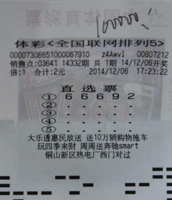 徐州彩友精准投注 喜中体彩排列5奖金10万元.jpg