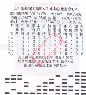 南通海安彩民 喜中传统足彩胜平负1.7万元大奖.jpg